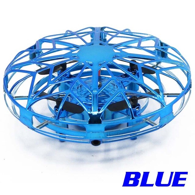 Mini Drone UFO Hand Operated RC Quadrocopter Dron Infrared Induction Aircraft Flying Ball Toys For Kids helicopters: blue