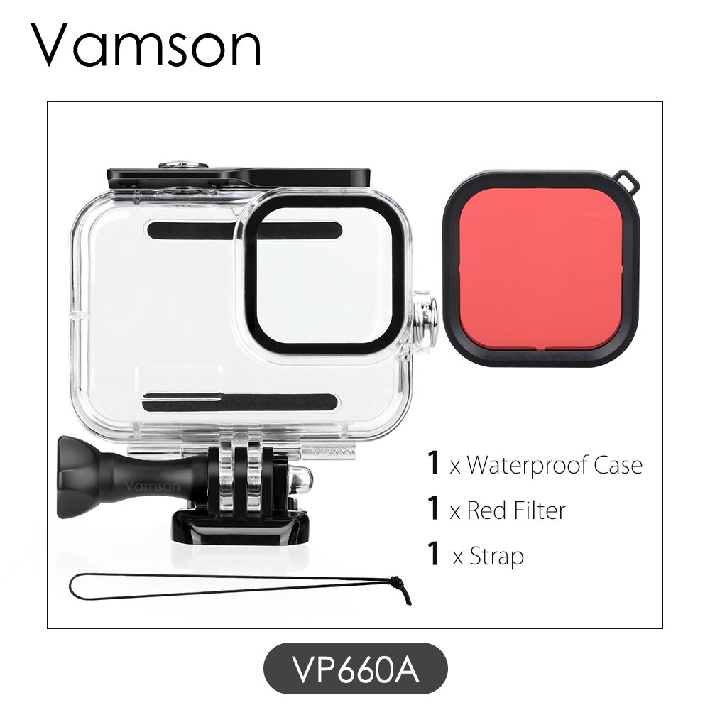 Vamson caso habitação à prova dwaterproof água para gopro hero 9 mergulho preto proteção subaquática capa para go pro 9 acessórios vp660: VP660A