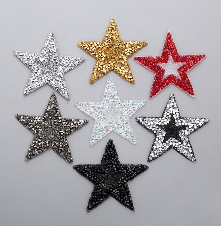 3Pcs Star Crystal Rhinestone Patches Diy Motif Iron On Patches Applique Badge Voor Warmteoverdracht Kleding Schoen Bag Sticker