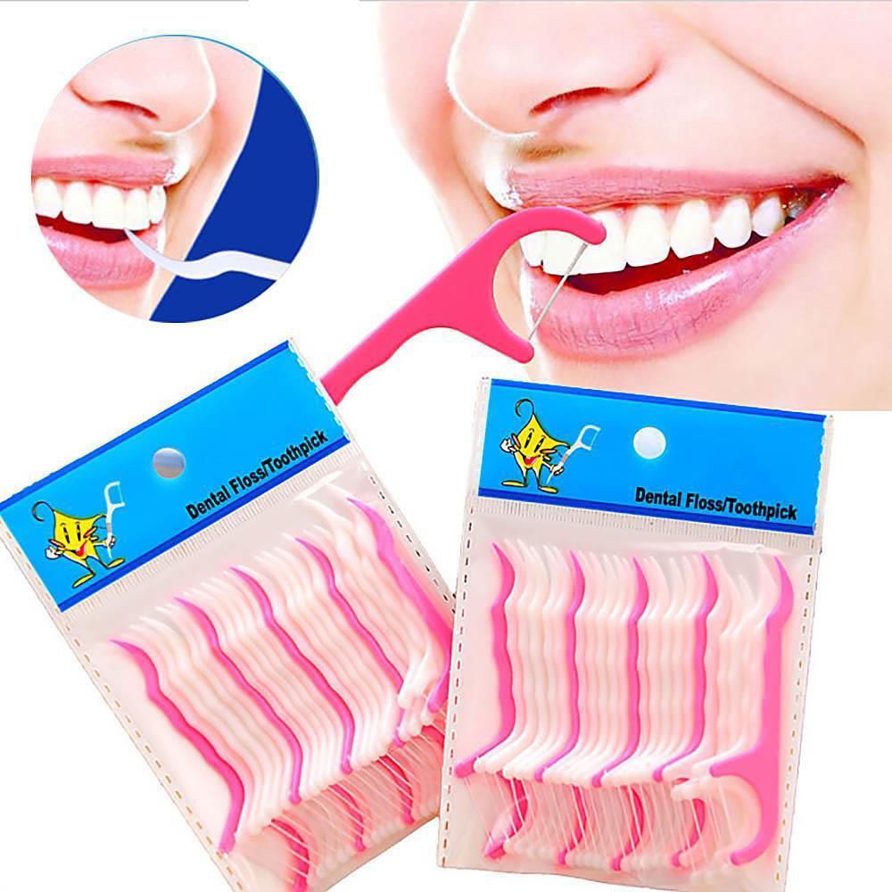 50 stks Dental Floss Interdentale Borstel Tanden Stick Tandenstokers Tand Draad Floss Pick Plastic Tand Picks