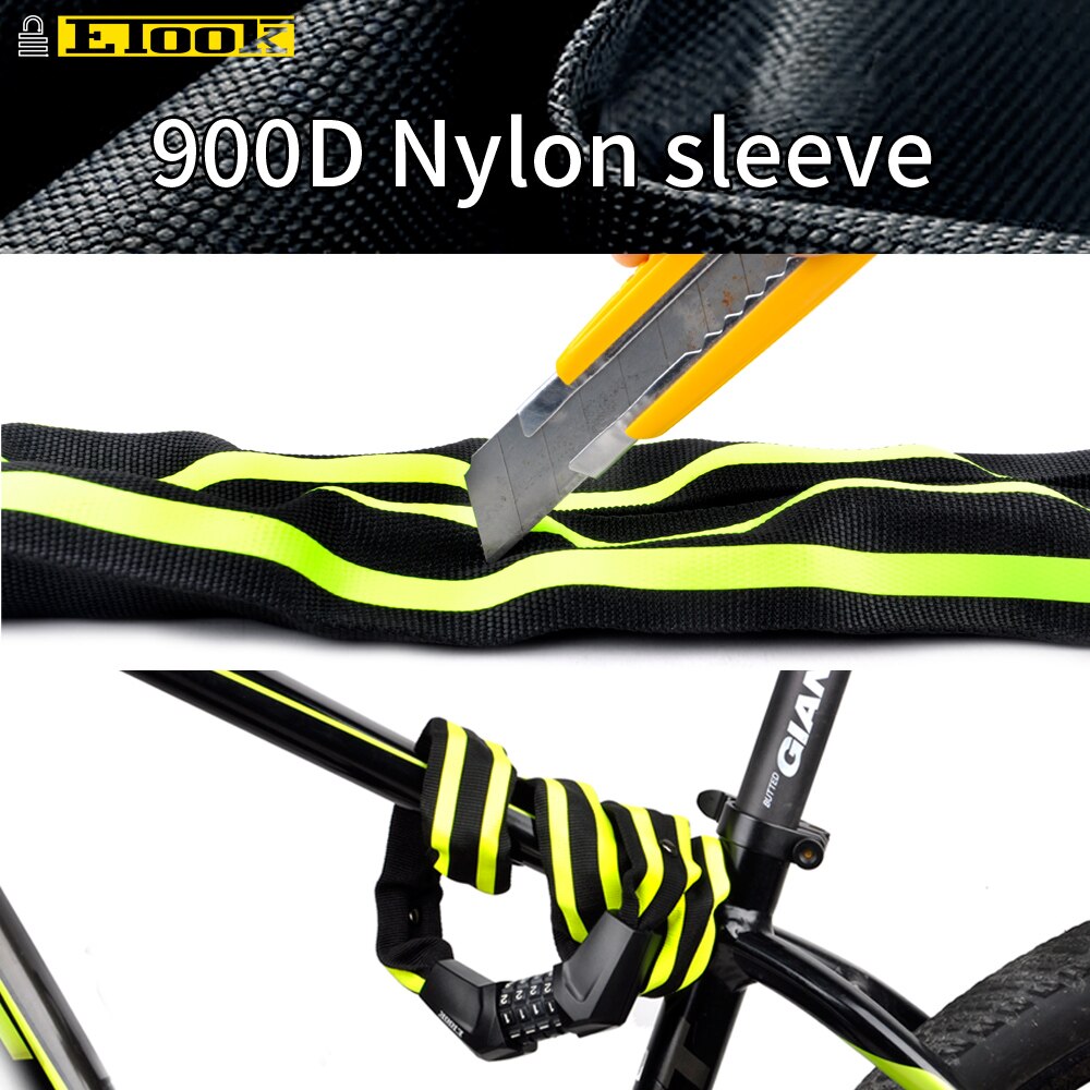 Etook-candado antirrobo para bicicleta de montaña, accesorio de seguridad en bicicleta, con tiras reflectantes