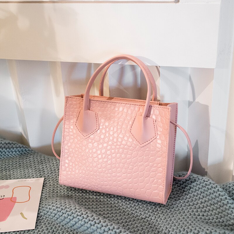 Senhora doce padrão de crocodilo couro do plutônio bolsa tote feminino jacaré quadrado crossbody mensageiro saco de moda bolsa de ombro