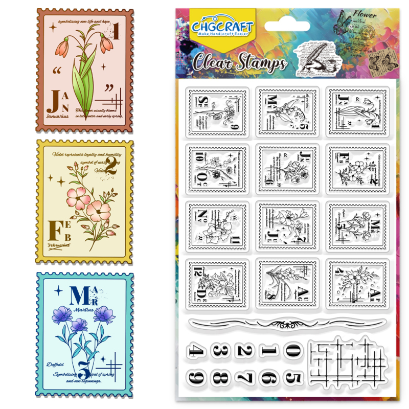 1pc Plumeria Flower Clear Stamps Flower Transparent Stamps Plants Pattern Silicone Clear Stamp Seals for DIY Scrapbooking: deep gray