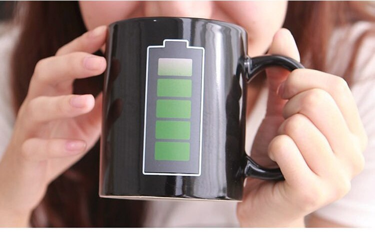 Batteri magisk krus positiv energi farve skiftende kop keramisk misfarvning kaffe te mælk krus nyhed