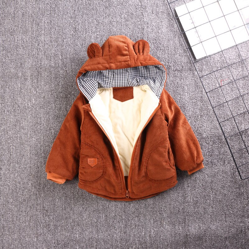 automne vestes pour garçons bébé fille vêtements fermeture éclair à manches longues enfants enfants veste pour filles à capuche manteaux vêtements d'extérieur: brown / 18M