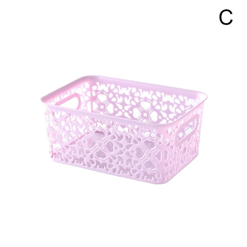 Panier de rangement en plastique en dentelle avec couvercle, grand panier de rangement de jouets divers pour la maison, panier de rangement pour vêtements A1I6: C