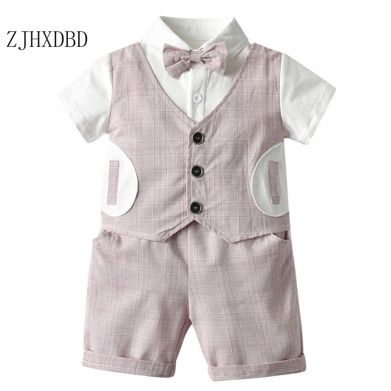 12M-6Y Wedding Suits for Boys Formal Wear Summer Cotton Boy Suits Boy Costume Kids Blazer Baby Boy Outfits Chlidren Clothing Set