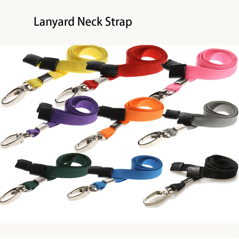 Metal Clip Lanyard Neck Strap ID Pass Card Badge Length 90 Cm Plain Lanyard Safety Break Solid Color Lobster ID Card Pass Holder