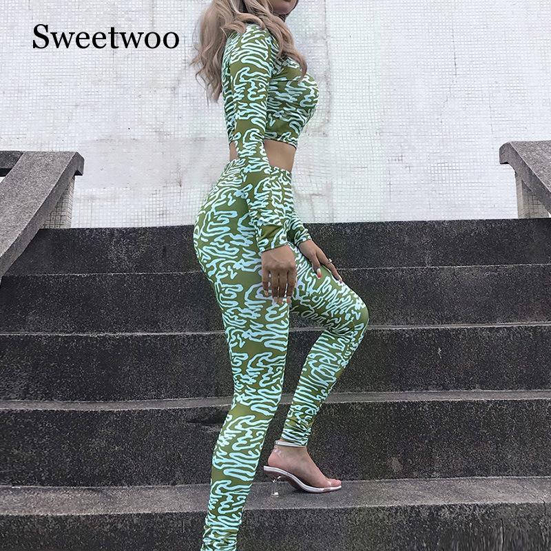 Cool Sportkleding Vrouw Gym Droge Fit Sport Set Leggings Top Fitness Pak Vrouwelijke Print Camouflage Yoga Set Femme Groen Paars