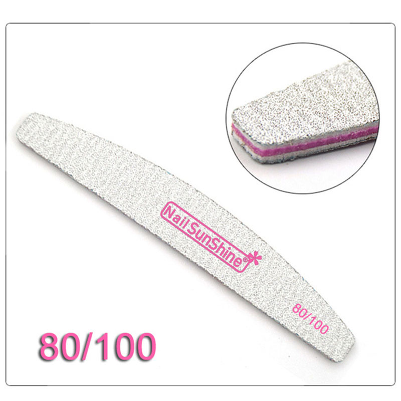 Limas de uñas profesionales, papel de lija fuerte y grueso 100/180, pulidor para manicura, lijado de media luna, lima de uñas,: Rosa
