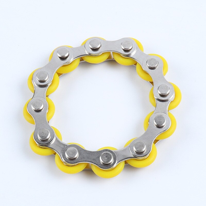 8/12 noeuds porte-clés chaîne Fidget jouet soulagement de la pression Stress chaîne en acier inoxydable vélo chaîne boucle porte-clés doigt jouet: 12 knots Yellow