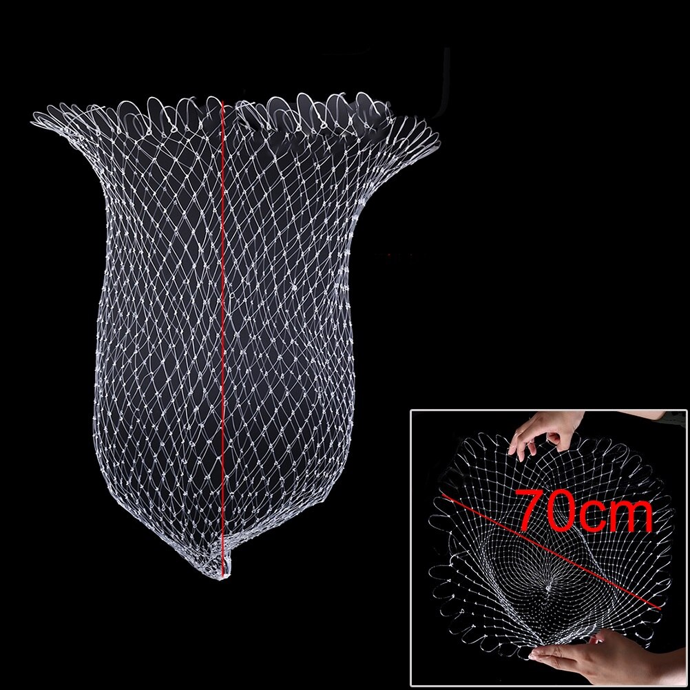 40/50/60/70cm Diameter Depth Folding Dip Net for fishing Nylon Fishing Nets fishing tackle Collapsible Rhombus Mesh Hole