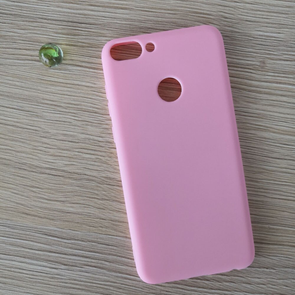 Huawei P smart 5.65 inch Matte Candy Effen kleur Silicone TPU soft case voor Huawei Psmart P smart ultra dunne cover case: Pink