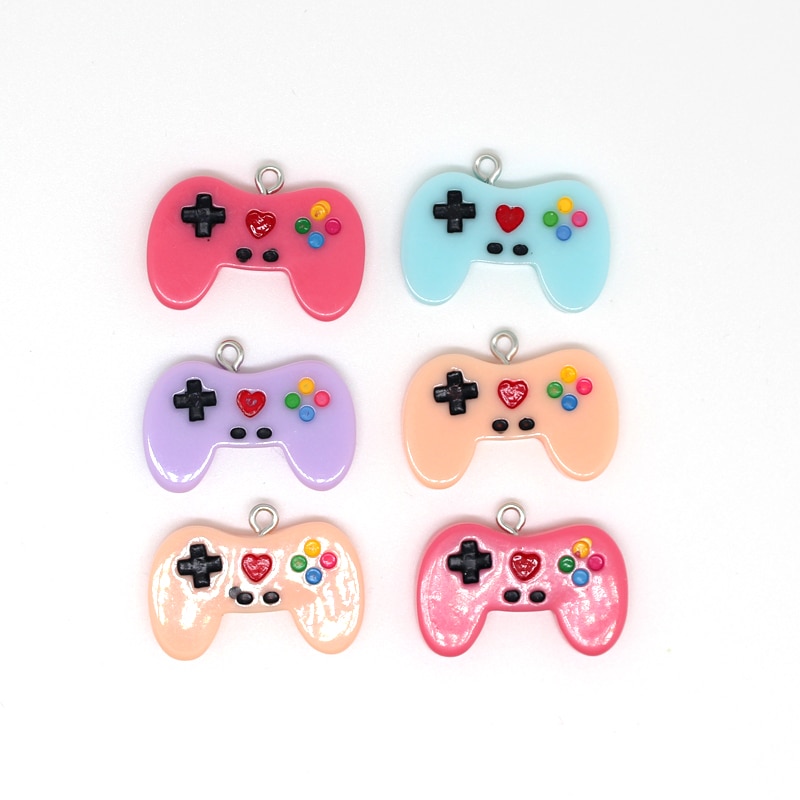 10 Pcs Gemengde Creatieve Video Game Controller Resin Charms Plaksteen Sleutelhanger Ketting Hanger Accessoires Diy Sieraden Bevindingen: Default Title