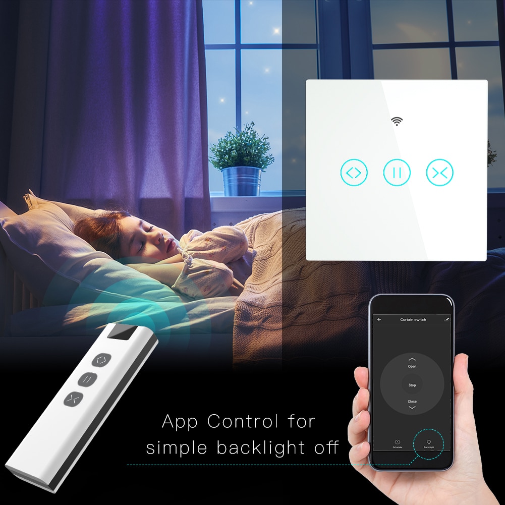 Smart Remote Home Electric Curtain Control for Electric Curtain Blind WiFi Touch Switch Shutter Voice Control for Alexa