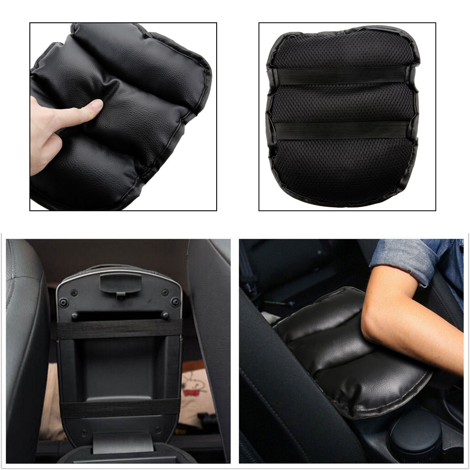 Universele Auto Armsteun Kussen Pad Console PU Lederen Auto Seat Cover Auto Center Arm Rest Console Doos Beschermende Mat Zwart