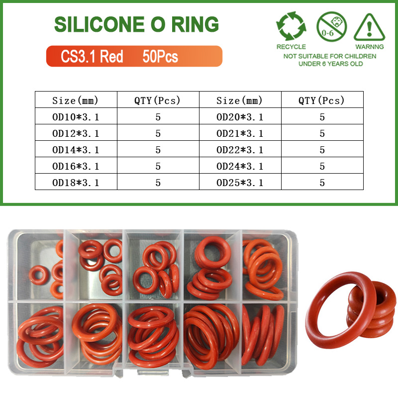 Silikon O-Ring Dichtung Kaffeemaschine VMQ Ölbeständig Hochtemperatur Silica Gel O Ring Dichtung Unterlegscheibe Schwarz Rot CS1-CS4: Licht Grün