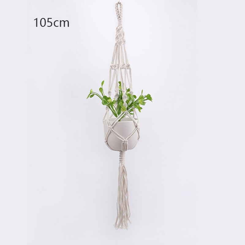 Gardening Pots Net Bag Hanging Basket Hand-Woven Cotton Rope Flower Pots Hanging Planter American Home Gardening Supplies: B