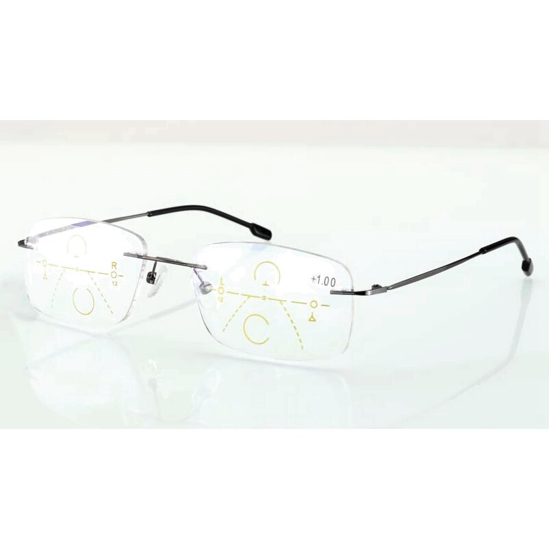 Rahmenlose Anti Blau Licht Lesebrille Männer Progressive Multifokale Presbyopie Brille Frauen Randlose Ultra Licht