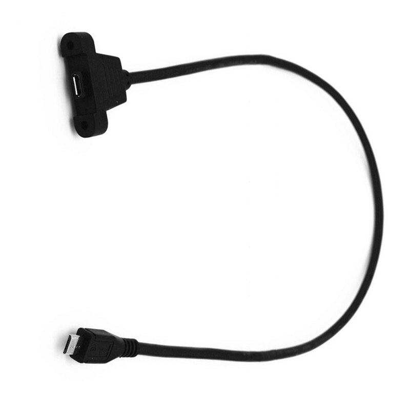 Przedłużacz Micro USB Męski na Żeński z Otworem Montażowym na Panel - 30cm lub 50cm