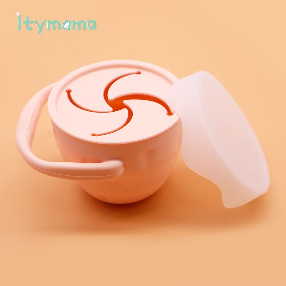 Silicone Tasse De Casse-Croûte Pour Les Tout-petits et Les Enfants Bébé Apprentissage D'alimentation Tasses Vaisselle Pour Enfants SANS BPA De Alimentaire En Silicone Étanche: SN001-3 Peach