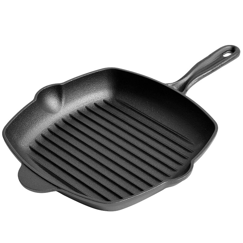 Thick Cast Iron Steak Frying Pan Stripe Uncoated Non-stick Dedicated Pan for Beef Steak Cast Iron Skillet Kitchen Pot Cookware: 26cm steak pan