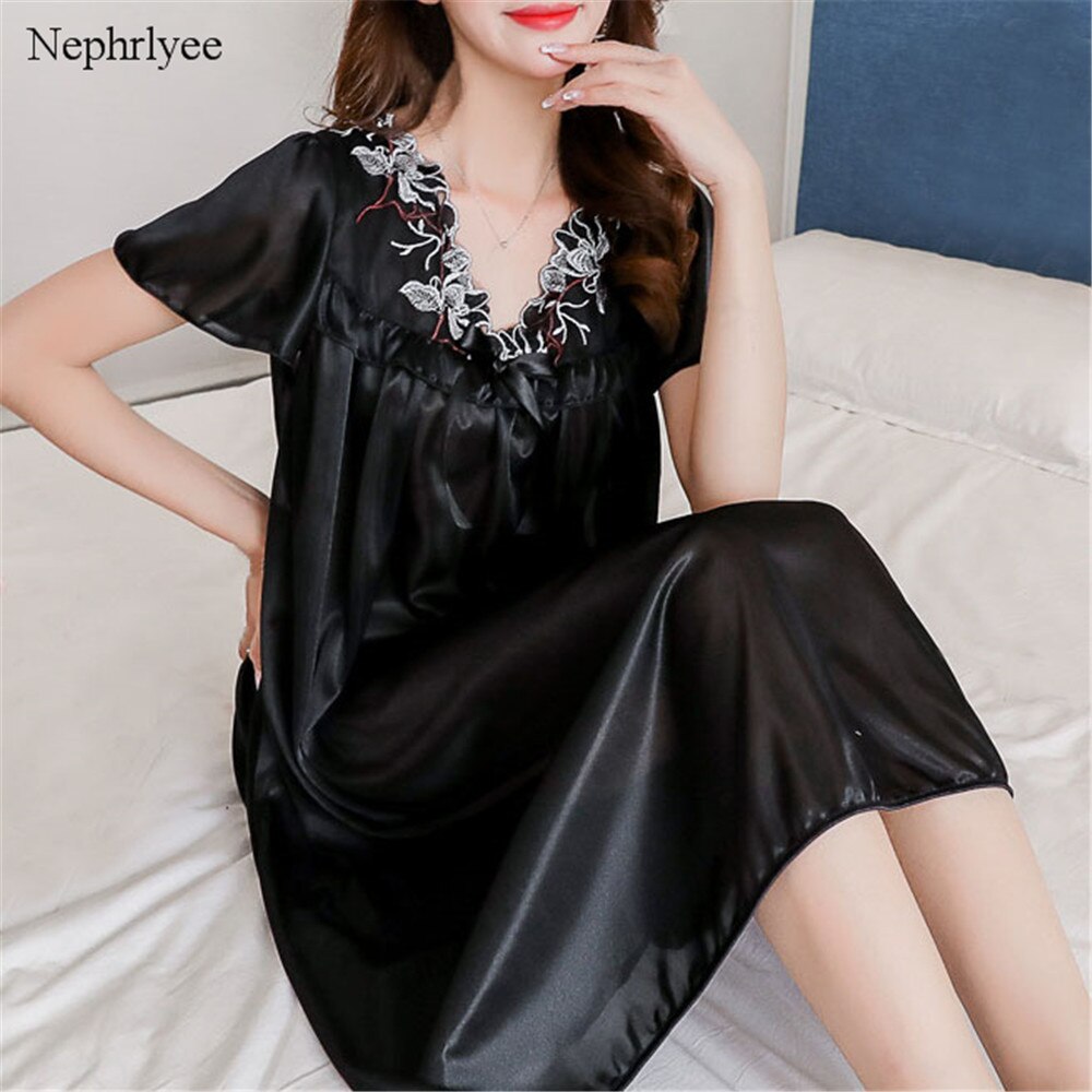 Women Night Dress Long Nightgowns Women Casual Short Sleeve Sleepwear Female Loose Nightwear Homewear Femme SLP120