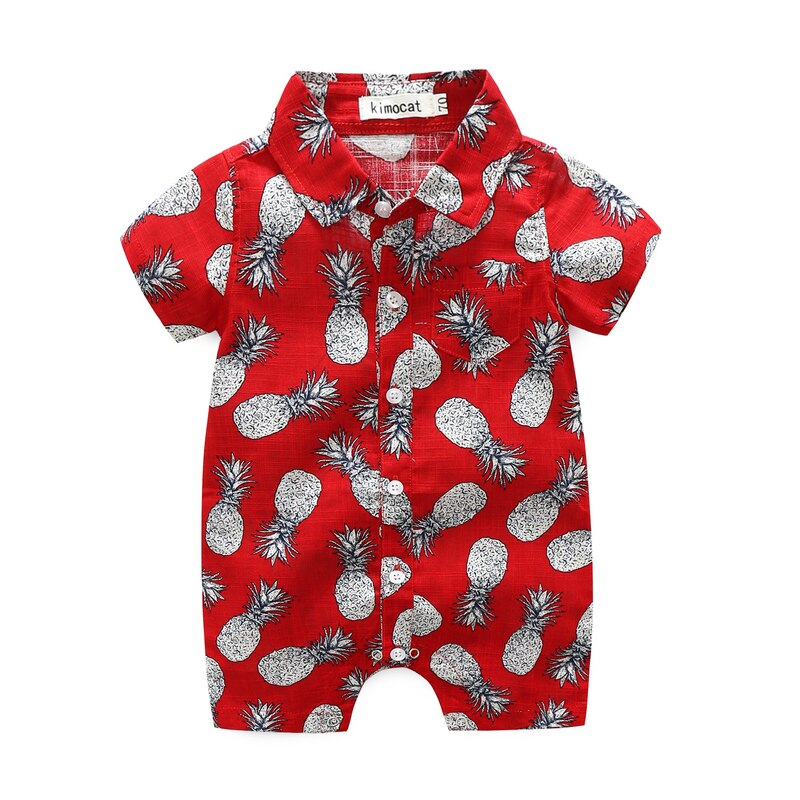 Kimocat Baby-jungen-Overall, lässig, kurzärmelig, sommerlicher Strand-strampler mit drucken, Baby-urlaubskleidung für 0-3- jährige: verrotten / 9-12m