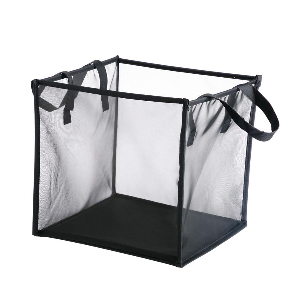 Foldable Clothes Storage Baskets Mesh Washing Dirty Clothes Laundry Basket Portable Sundries Organizer Toy Container: black