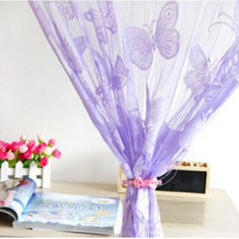 1 Piece Lace Net Curtain Butterfly String Room Window Tassel Panel Decor UK