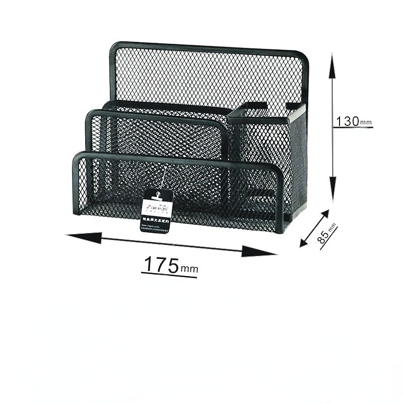 Black Metal Mesh Desk Organizer Desktop Letter Sorter Mail Tray File Organiser Office Home Bookends Book Holder