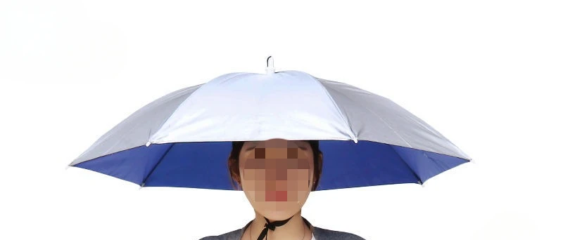 1pc cabeça ao ar livre guarda-chuva de pesca diâmetro 77cm portátil mãos livres ambiente proteger chuva abrigo pára-sol camuflagem verão: Prateado