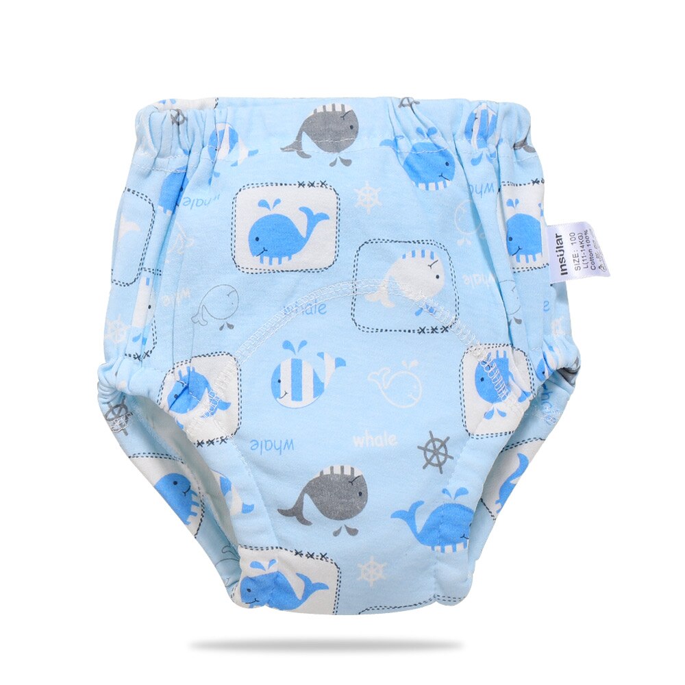 1Pc Baby Diapers Reusable Cloth Nappies Waterproof Child Boys Girls Cotton Training Pants Washable Underwear Cloth Diapers: Whale / M(90cm)