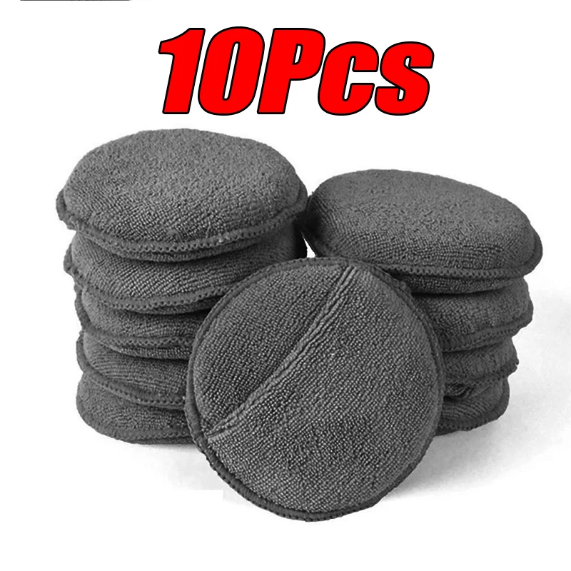 Almohadillas aplicadoras de detalles de coche, esponjas para el cuidado del coche, esponjas para pulir y encerado, esponjas de espuma de bolsillo redondo de microfibra suave, Herramientas de limpieza de coche, 10 Uds.: Verde