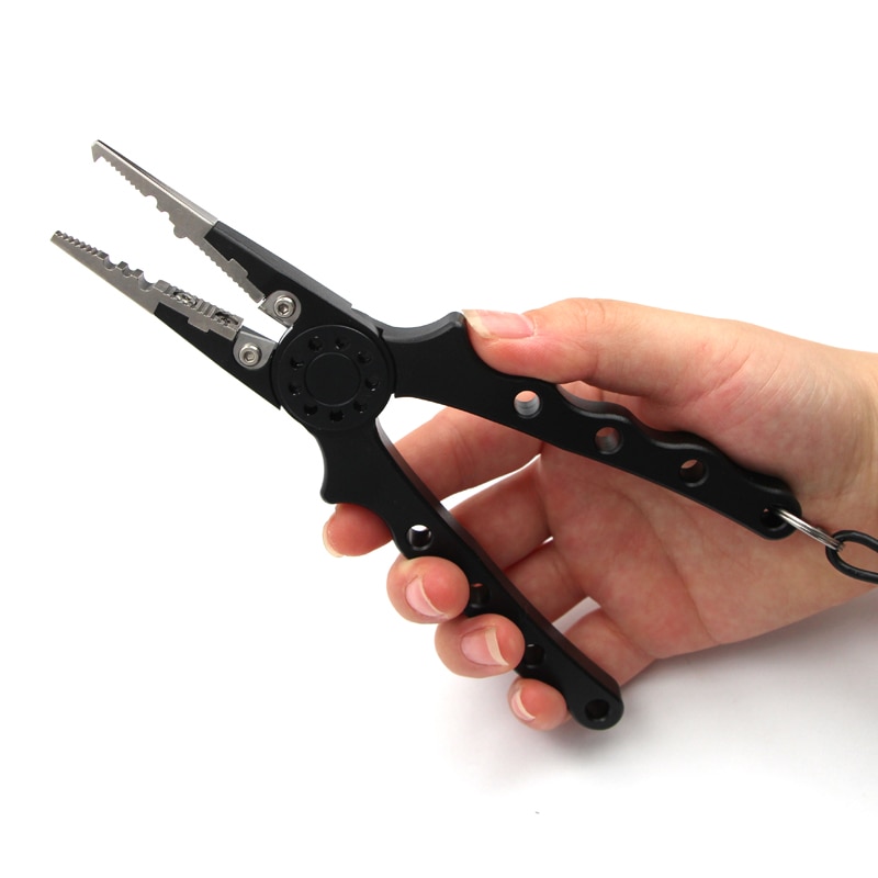 Alicates de pesca de aluminio Crazy Shark, cortador de anillas divididas, alicates de engaste de carpa, soporte de pesca de plomo para aparejos, productos para la pesca, 18cm
