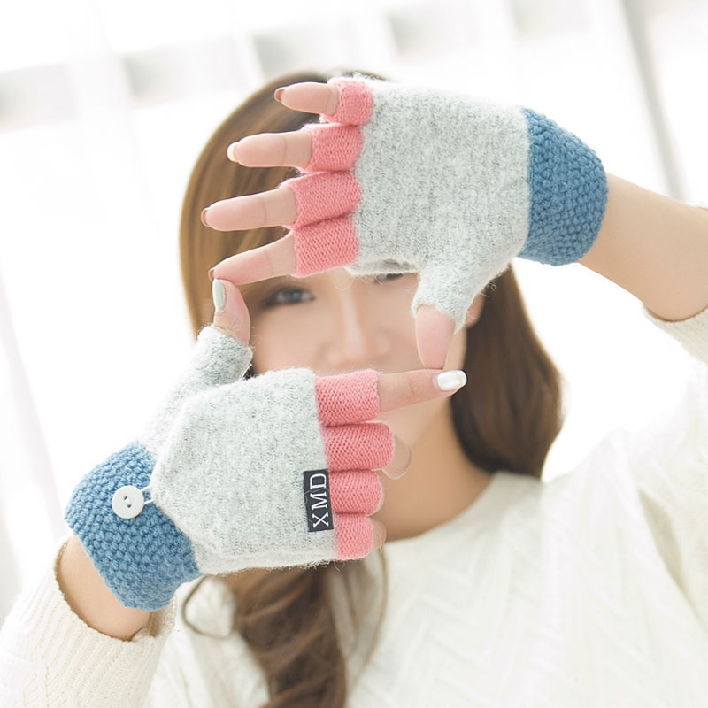 2020 kvinders cashmere strikkede vinterhandsker efterår vinter varme tykke handsker touch screen skiløb handsker jul tilbehør: Grå