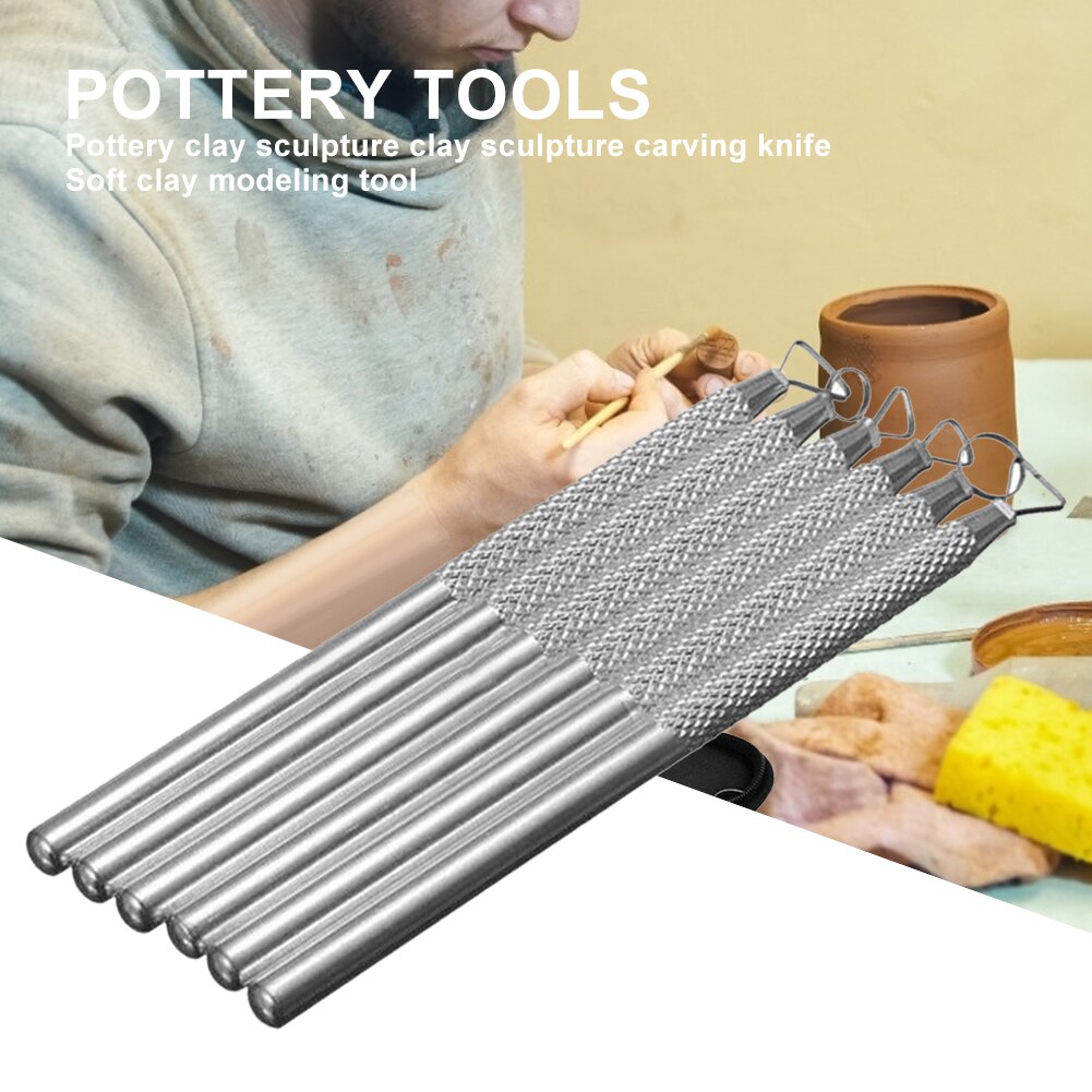 6 PCS Polymer Clay Tools Pottery Ceramics Ribbon Sculpting Tools Set Pottery Clay Sculpture Caving Scraper Craft Modelling Tools