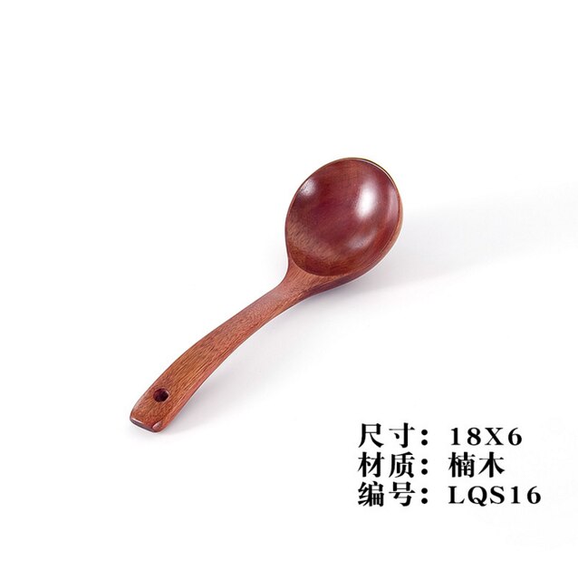 Japanese wooden spoon long handle soup spoon household porridge spoon large soup spoon: 1