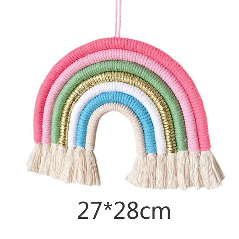 Bricolage corde arc-en-ciel jouet à la main tissé arc-en-ciel décoration tenture murale nordique bébé chambre décor accessoires de noël: 3
