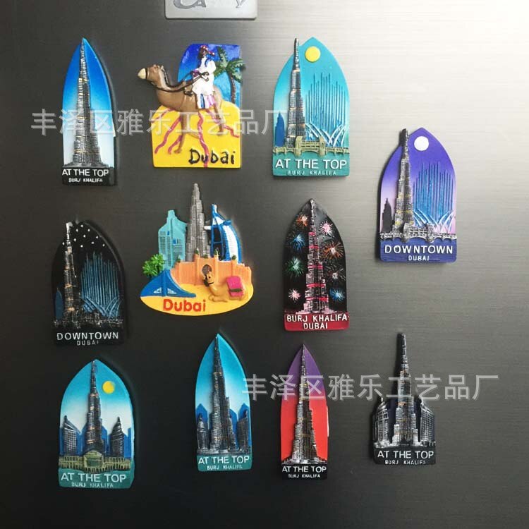World Tourist Dubai Souvenirs At The Top Burj Khalifa Dubai Camel Resin Decorative Magnets Kitchen Accessories Decoration Home