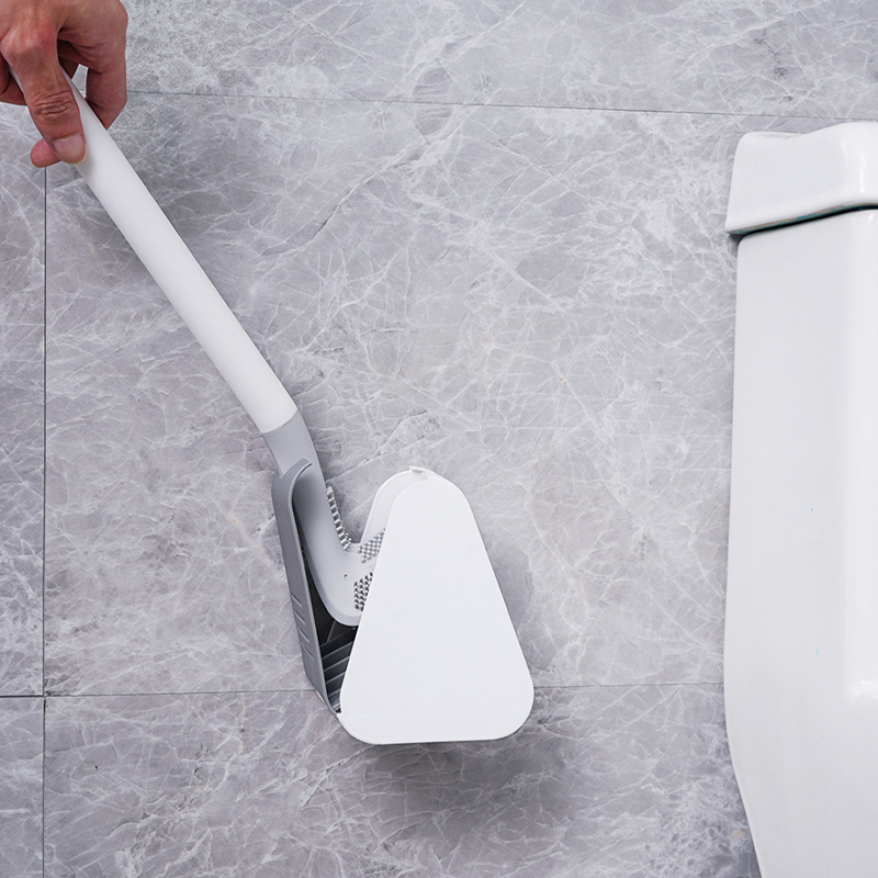 Silicone Toilet Brushes With Holder Set Long Handled Toilet Cleaning Brush Black Modern Hygienic Bathroom Accessories