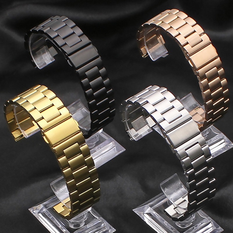Rustfrit stål rem til samsung galaxy watch 42mm 46mm armbånd metal ur rem 18mm 20mm 22mm gylden sort