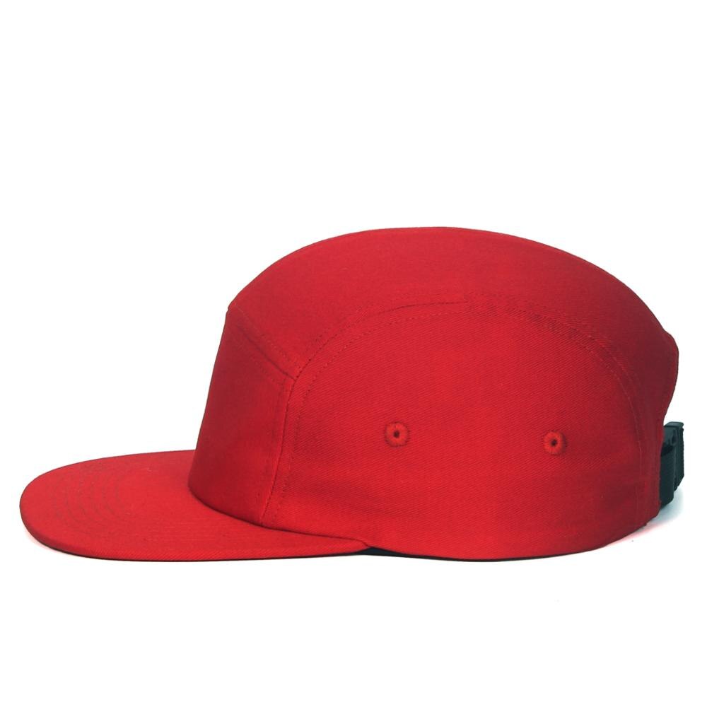 DongKing 5 Panels Cap Short Brim Hat Flat Bill Cotton Blank Camping Hats Solid Colors Low Crown Classic Adjustable: Red