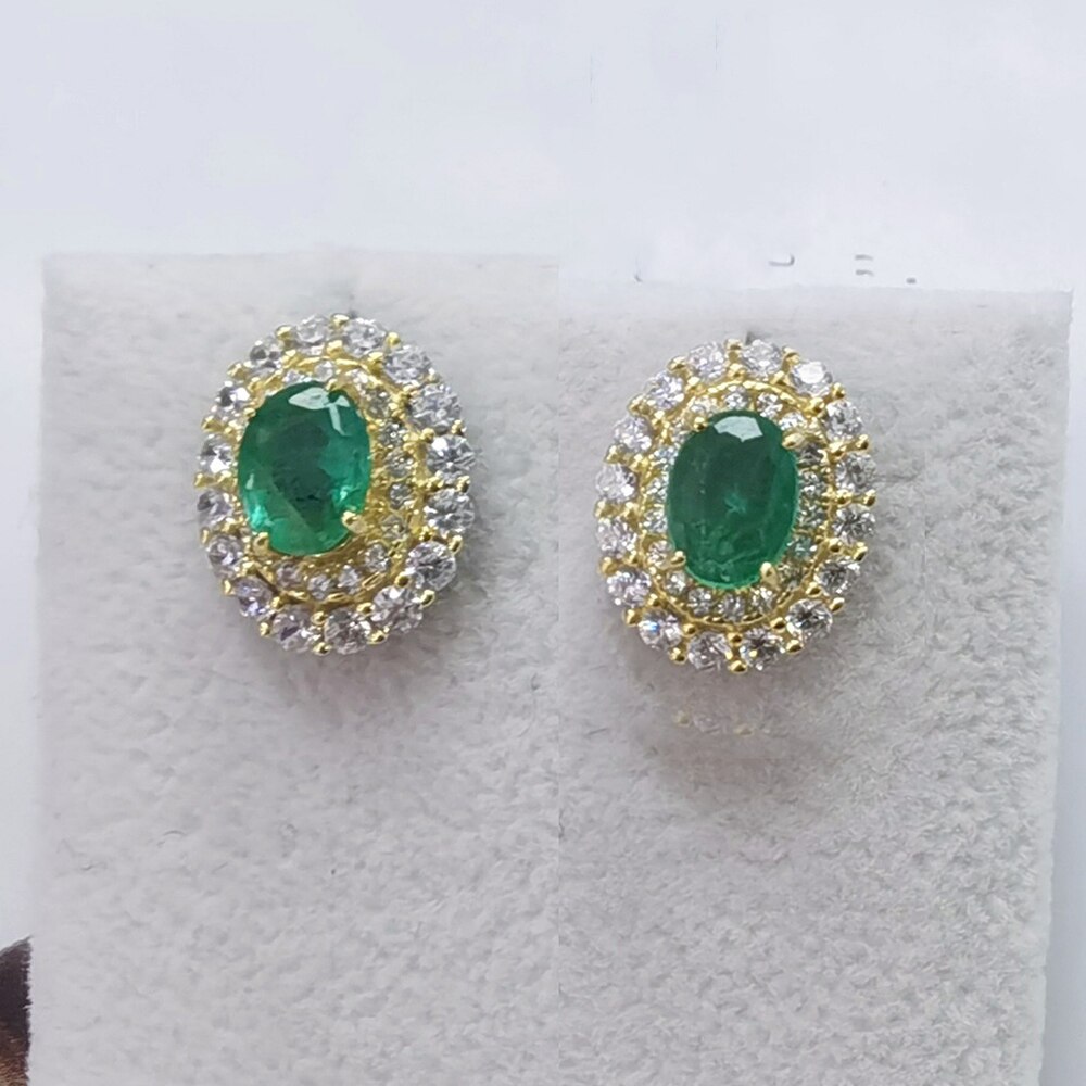 DIMINGKE-pendientes de plata de Esmeralda S925 para mujer, joyería de aniversario de boda, de cumpleaños, 5x7MM