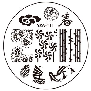 YZWLE 1 feuille ronde noël Nail Art Image timbre estampage plaques manucure modèle bricolage polonais pochoir: Y11