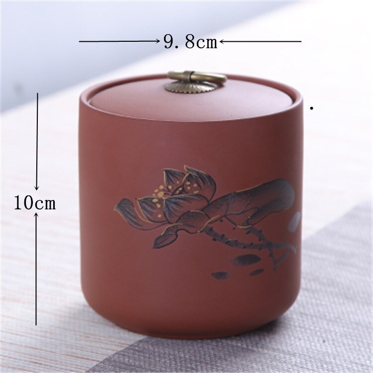 Ceramic Tea Canister Tea Pot Ceramic Yixing Zisha Pu'er Tea Jar Chinese Style Restoring Ancient Ways Porcelain Can Easy To Carry