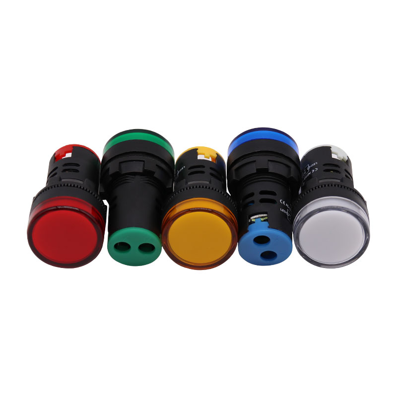 10pcs 22mm Panel Mount Signal Power Led Indicator Light Blue Green Red White Yellow Pilot Lamp 12V 24V 220V Signal Warning Lamp