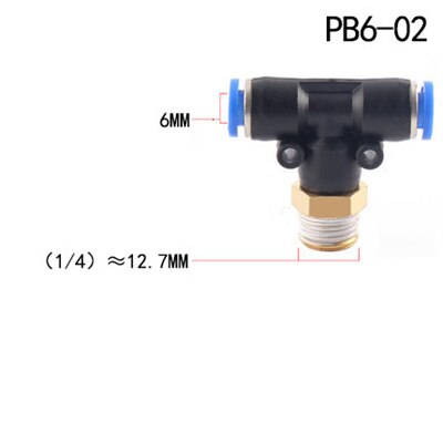 Raccord pneumatique à filetage mâle BSPT | 4mm 6mm 8mm 10mm 12mm tuyau, 1/8 "1/4" M5 3/8 "1/2" "BSPT coupleur pneumatique: PB6-02