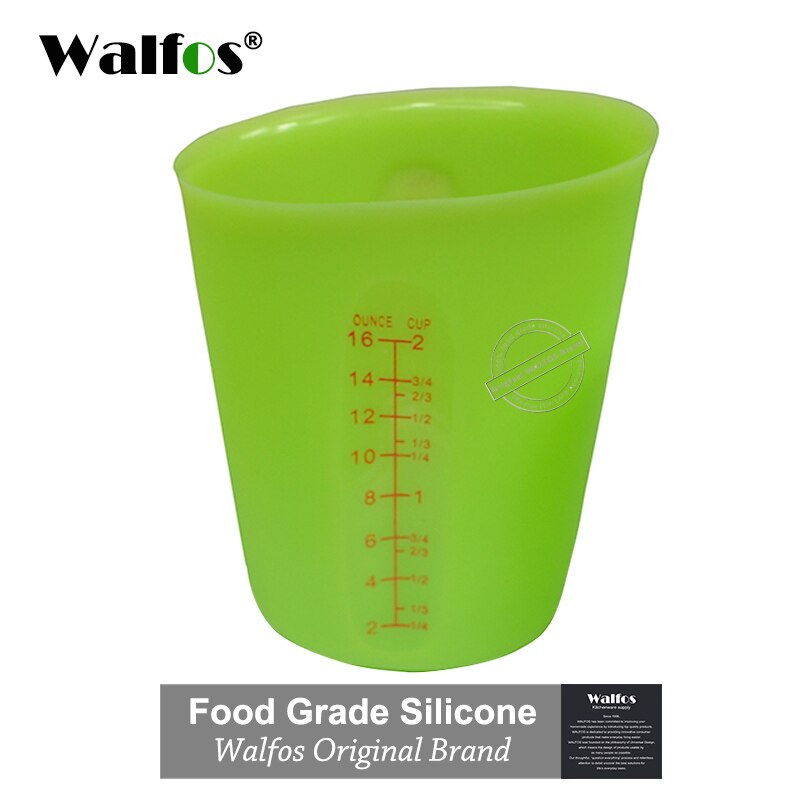 WALFOS-tazas medidoras de silicona flexibles, Alimentaria, 500ml, cuchara de medir, utensilios para hornear, utensilios de repostería para Cocina: 500 ml green