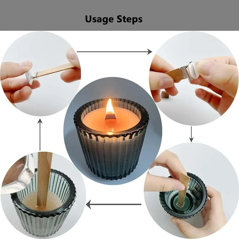 Mechas de velas de madera, vela plana, soporte de hierro de madera, núcleos de velas con soporte de Base para manualidades hechas a mano
